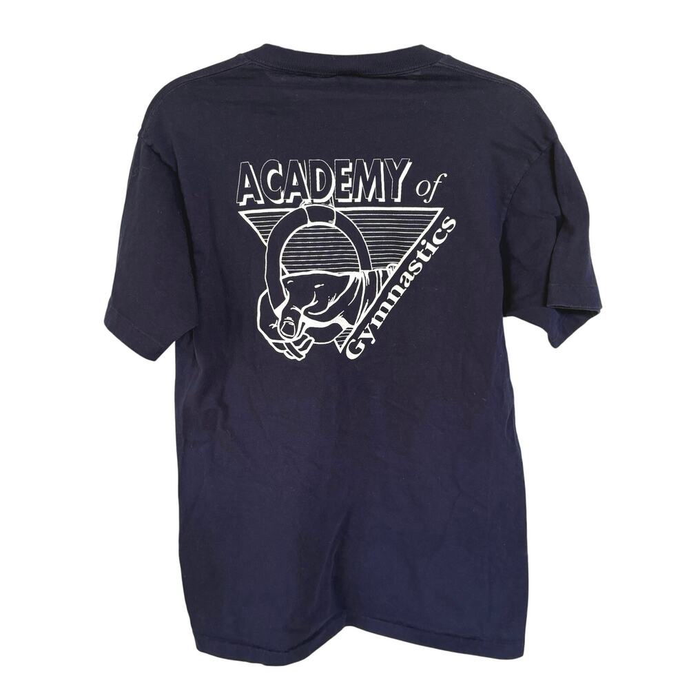 Vintage Navy Gymnastics Single Stitch Graphic T-Shirt Sports All American Large